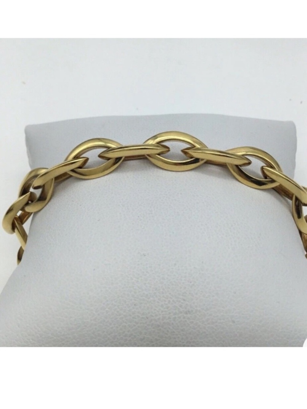 925 Gold elongated oval link, cable chain bracelet